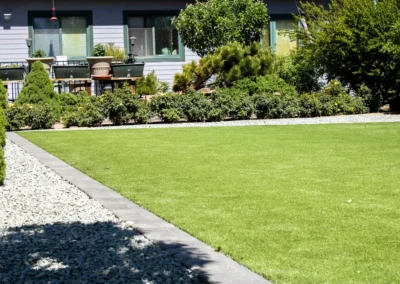 River rock pavers and turf design